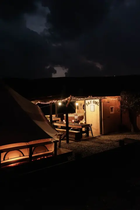 For Rest Glamping - Fat Owl Tent - Interior with eco-friendly amenities