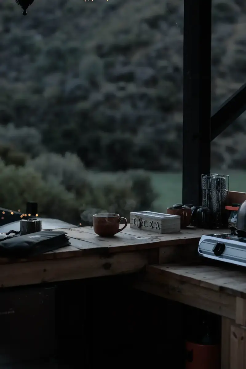 For Rest Glamping - Fat Owl Tent - Private Hot Tub at night